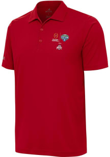 Antigua Ohio State Buckeyes Mens Red Football 2025 Cotton Bowl Bound Tribute Short Sleeve Polo