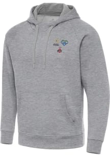 Antigua Ohio State Buckeyes Mens Grey Football 2025 Cotton Bowl Bound Victory Long Sleeve Hoodie