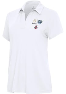 Antigua Ohio State Buckeyes Womens White 2025 Cotton Bowl Bound Era Short Sleeve Polo Shirt