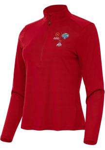 Antigua Ohio State Buckeyes Womens Red 2025 Cotton Bowl Bound Tribute Qtr Zip Pullover