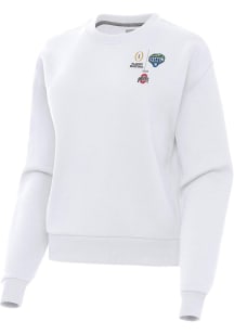 Antigua Ohio State Buckeyes Womens White 2025 Cotton Bowl Bound Victory Crew Sweatshirt