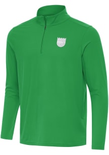 Antigua Sacramento Kings Mens Green St Patrick's Day Tonal Intent Long Sleeve Qtr Zip Pullover