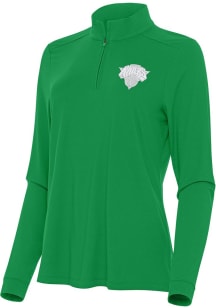 Antigua New York Knicks Womens Green St Patrick's Day Tonal Intent Qtr Zip