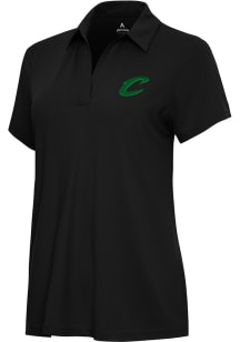 Antigua Cleveland Cavaliers Womens Black St Patrick's Day Tonal Era Short Sleeve Polo Shirt