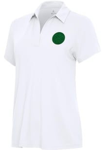 Antigua Denver Nuggets Womens White St Patrick's Day Tonal Era Short Sleeve Polo Shirt
