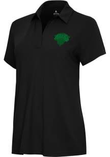 Antigua New York Knicks Womens Black St Patrick's Day Tonal Era Short Sleeve Polo Shirt