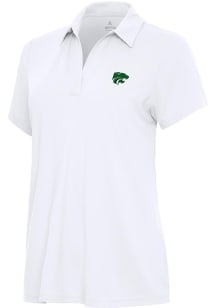 Antigua K-State Wildcats Womens White St Patrick's Day Tonal Era Short Sleeve Polo Shirt