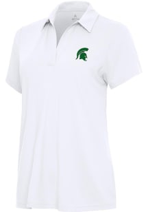 Antigua Michigan State Spartans Womens White St Patrick's Day Tonal Era Short Sleeve Polo Shirt