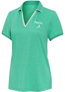 Antigua Atlanta Braves Womens Teal Spring Training Courtyard Short Sleeve Polo Shirt
