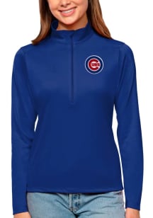 Antigua Chicago Cubs Womens Blue Tribute Qtr Zip Pullover
