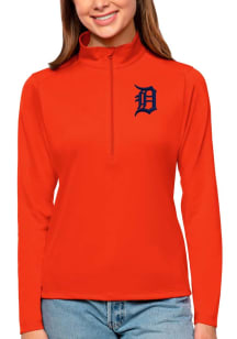 Antigua Detroit Tigers Womens Orange Tribute Qtr Zip Pullover