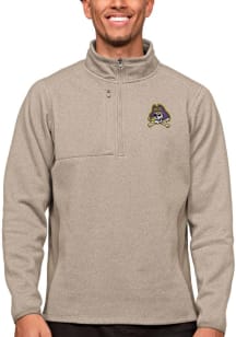Antigua East Carolina Pirates Mens Oatmeal Course Long Sleeve Qtr Zip Pullover