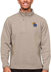 Antigua Kansas Jayhawks Mens Oatmeal Course Pullover Jackets