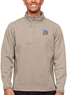 Antigua San Jose State Spartans Mens Oatmeal Course Long Sleeve Qtr Zip Pullover