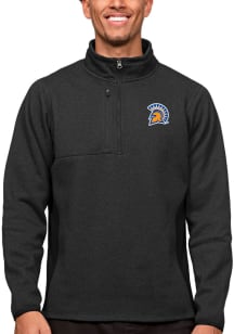 Antigua San Jose State Spartans Mens Black Course Long Sleeve Qtr Zip Pullover
