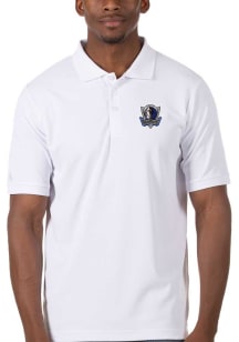 Antigua Dallas Mavericks Mens White Legacy Pique Logo Short Sleeve Polo
