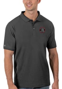 Antigua Toronto Raptors Mens Grey Legacy Pique Short Sleeve Polo