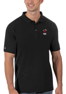Antigua Miami Heat Mens Black Legacy Pique Short Sleeve Polo