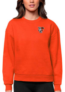 Antigua Bowling Green Falcons Womens Orange Victory Crew Sweatshirt