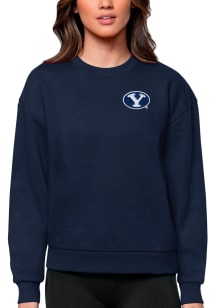 Antigua BYU Cougars Womens Navy Blue Victory Crew Sweatshirt
