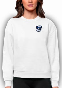 Antigua Creighton Bluejays Womens White Victory Crew Sweatshirt