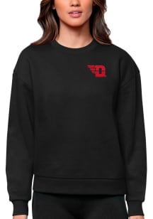 Antigua Dayton Flyers Womens Black Victory Crew Sweatshirt