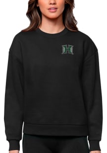 Antigua Hawaii Warriors Womens Black Victory Crew Sweatshirt