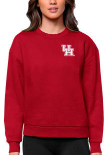 Antigua Houston Cougars Womens Red Victory Crew Sweatshirt