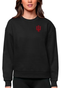 Antigua Indiana Hoosiers Womens Black Victory Crew Sweatshirt