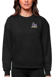 Antigua James Madison Dukes Womens Black Victory Crew Sweatshirt