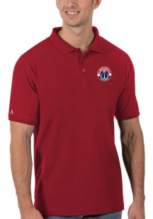 Antigua Washington Wizards Mens Red Legacy Pique Short Sleeve Polo