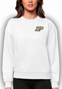 Antigua Purdue Boilermakers Womens White Victory Crew Sweatshirt