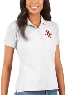 Antigua Houston Rockets Womens White Legacy Pique Short Sleeve Polo Shirt