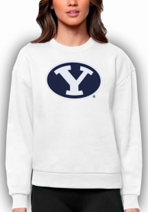 Antigua BYU Cougars Womens White Full Front Victory Crew Sweatshirt
