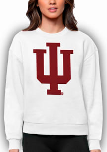 Antigua Indiana Hoosiers Womens White Full Front Victory Crew Sweatshirt
