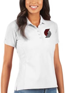 Antigua Portland Trail Blazers Womens White Legacy Pique Short Sleeve Polo Shirt