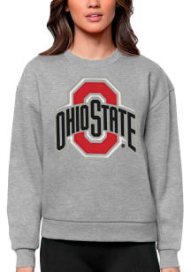 Antigua Ohio State Buckeyes Womens Grey Full Front Victory Crew Sweatshirt