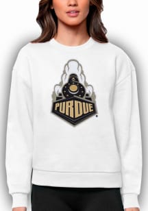 Antigua Purdue Boilermakers Womens White Full Front Victory Crew Sweatshirt