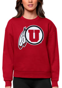 Antigua Utah Utes Womens Red Full Front Victory Crew Sweatshirt