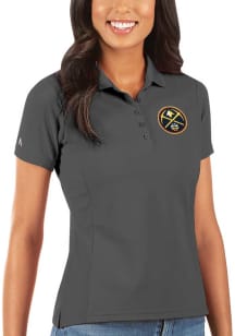 Antigua Denver Nuggets Womens Anthracite Legacy Pique Short Sleeve Polo Shirt