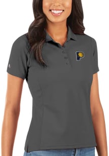Antigua Indiana Pacers Womens Anthracite Legacy Pique Short Sleeve Polo Shirt