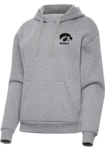 Antigua Iowa Hawkeyes Womens Grey Heather Victory Hooded Sweatshirt