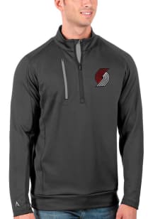 Antigua Portland Trail Blazers Mens Anthracite Generation Long Sleeve Qtr Zip Pullover