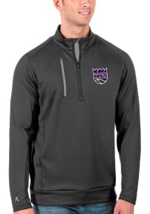 Antigua Sacramento Kings Mens Grey Generation Long Sleeve Qtr Zip Pullover