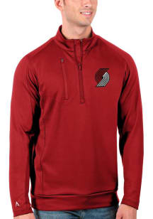 Antigua Portland Trail Blazers Mens Red Generation Long Sleeve Qtr Zip Pullover