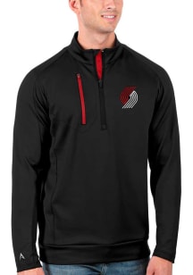 Antigua Portland Trail Blazers Mens Black Generation Long Sleeve Qtr Zip Pullover