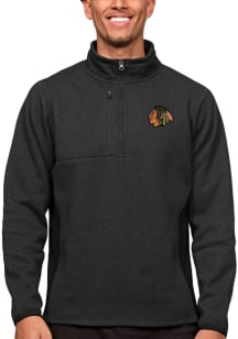 Antigua Chicago Blackhawks Mens Black Course Pullover Jackets