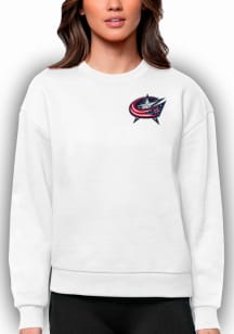 Antigua Columbus Blue Jackets Womens White Victory Crew Sweatshirt