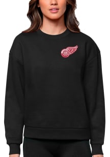 Antigua Detroit Red Wings Womens Black Logo Victory Crew Sweatshirt