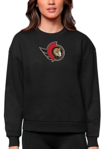 Antigua Ottawa Senators Womens Black Full Front Victory Crew Sweatshirt